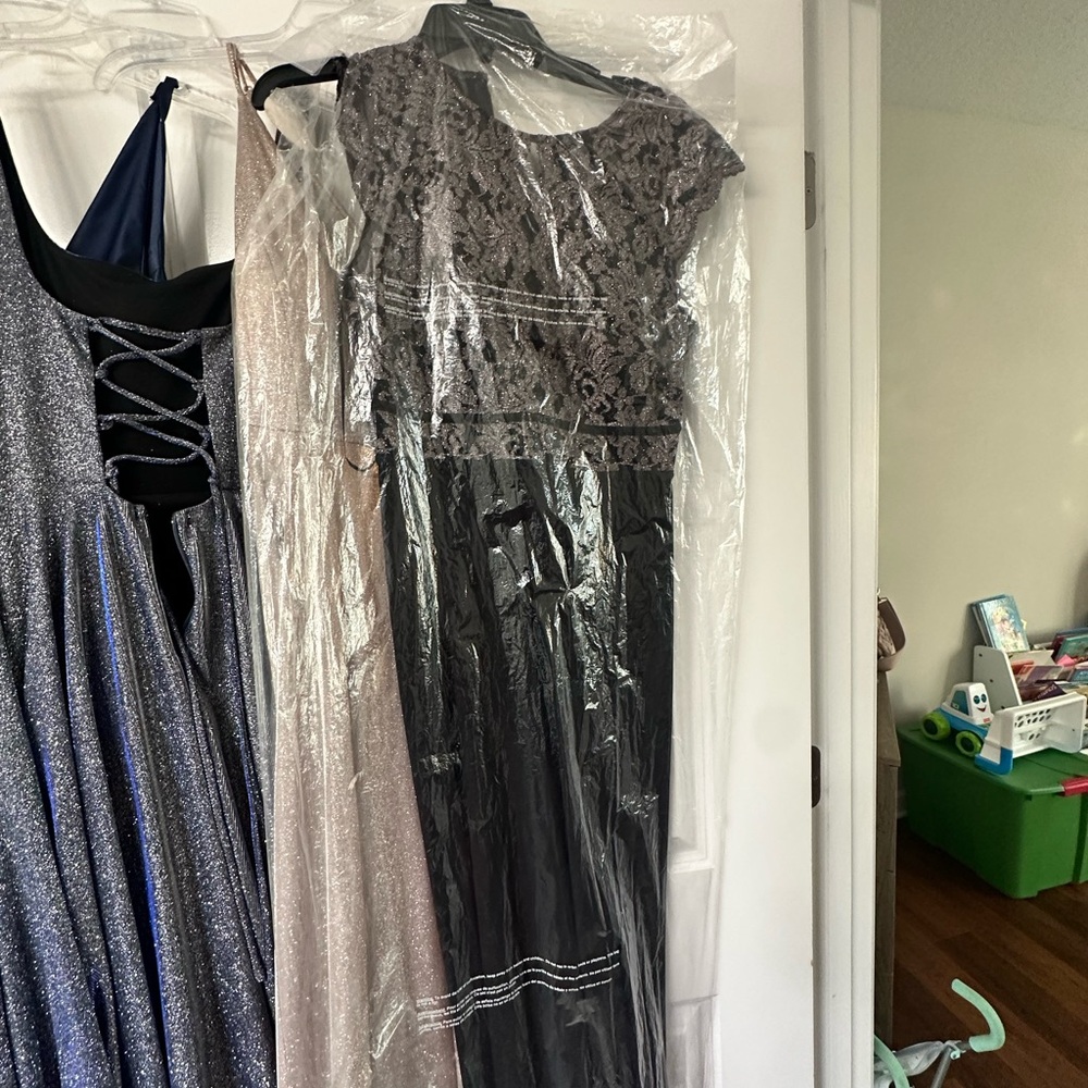 Morgan & Co. Black and Gray Lace Maxi Dress